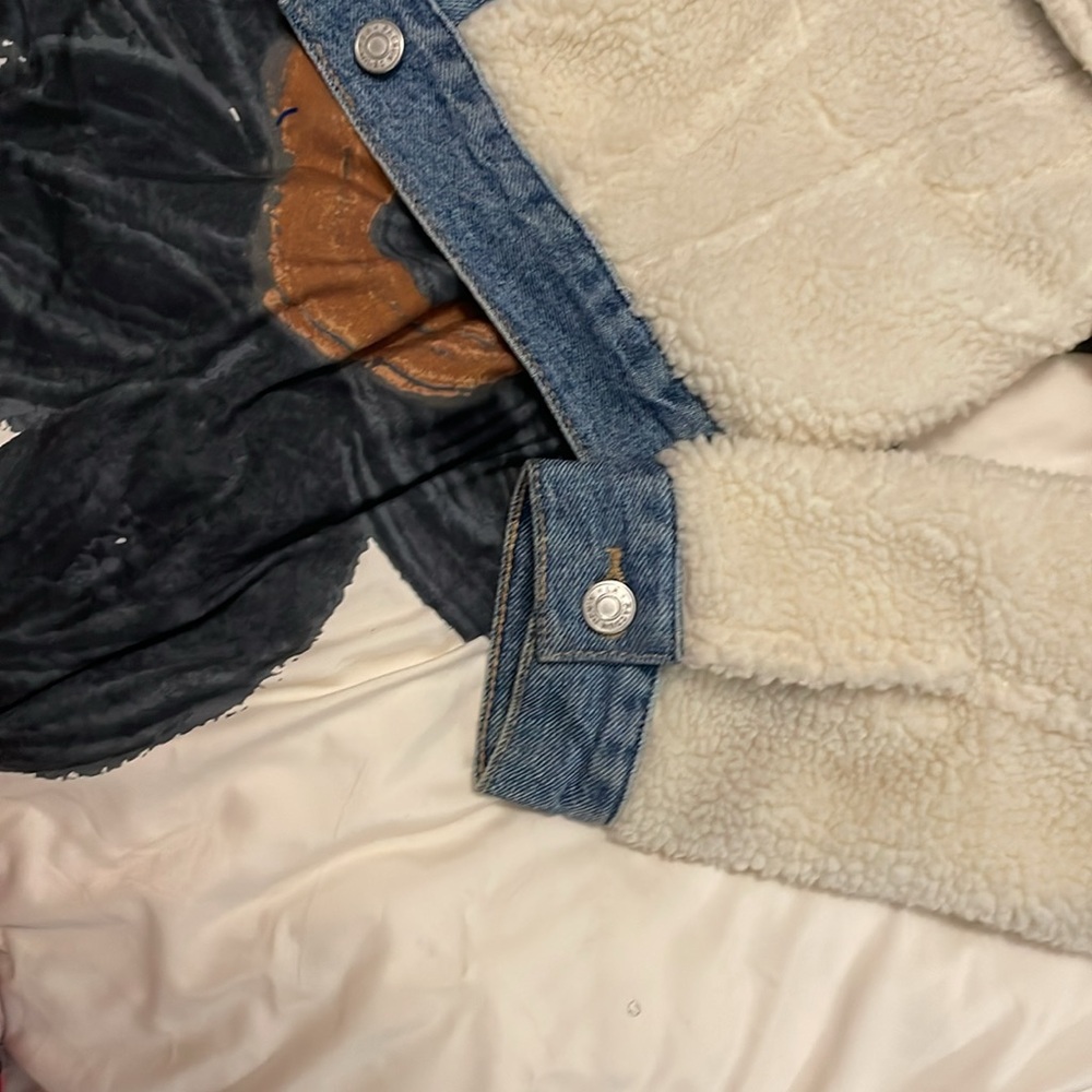 Pacsun Denim and shearling cropped jacket - Picture 3 of 7